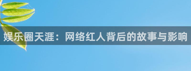新城平台登录：娱乐圈天涯：网络红人背后的故事与影响