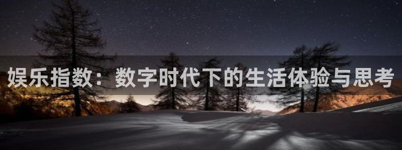 新城平台：娱乐指数：数字时代下的生活体验与思考